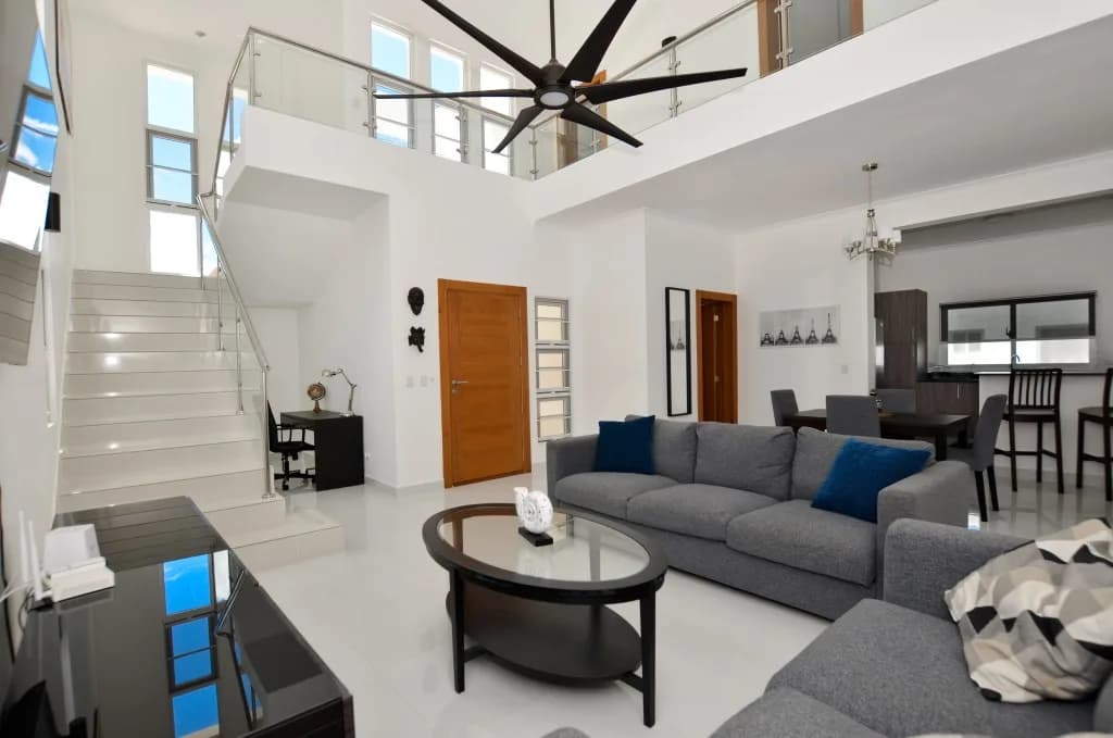 Outdoor living area at Vista Cana villa